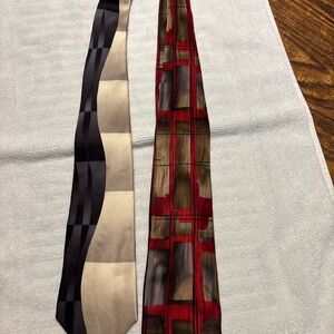 J. Garcia Red and Brown Plaid Silk Tie